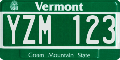 VT license plate YZM123