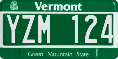 VT license plate YZM124