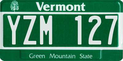 VT license plate YZM127