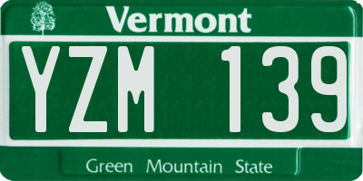 VT license plate YZM139