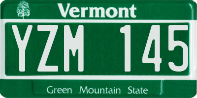 VT license plate YZM145