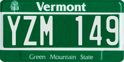 VT license plate YZM149