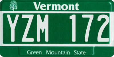 VT license plate YZM172