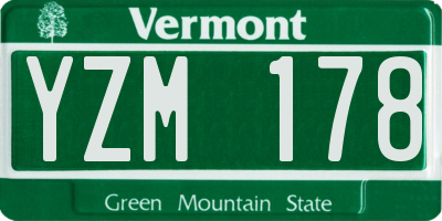 VT license plate YZM178