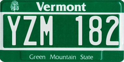 VT license plate YZM182