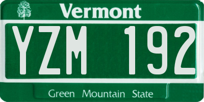 VT license plate YZM192