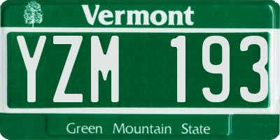 VT license plate YZM193