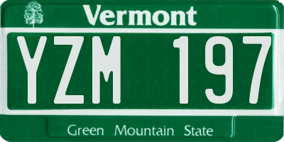 VT license plate YZM197