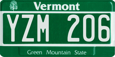 VT license plate YZM206