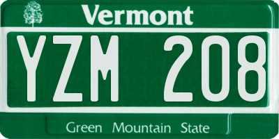 VT license plate YZM208