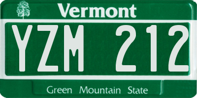 VT license plate YZM212