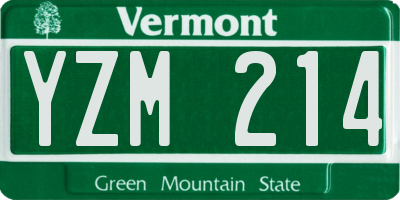 VT license plate YZM214