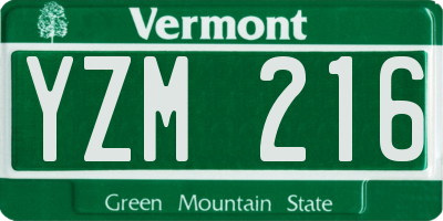 VT license plate YZM216