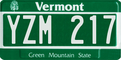 VT license plate YZM217