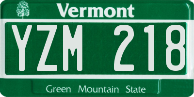 VT license plate YZM218