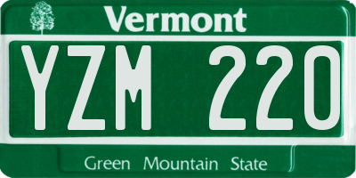 VT license plate YZM220