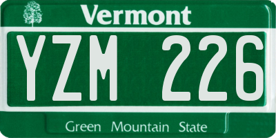 VT license plate YZM226