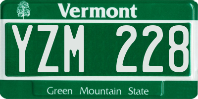 VT license plate YZM228