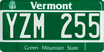 VT license plate YZM255
