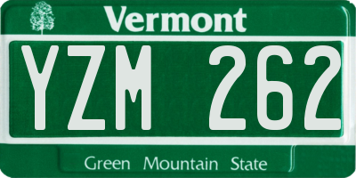 VT license plate YZM262