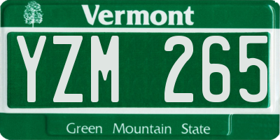 VT license plate YZM265