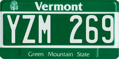 VT license plate YZM269