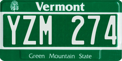 VT license plate YZM274