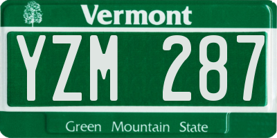 VT license plate YZM287