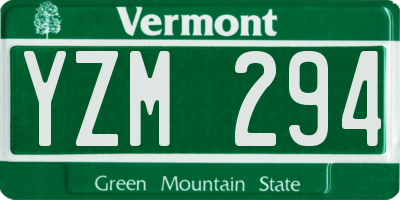 VT license plate YZM294