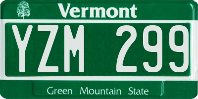 VT license plate YZM299