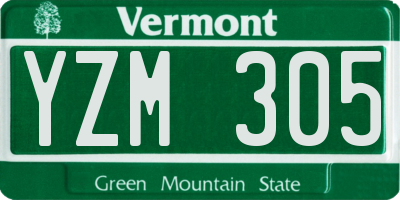 VT license plate YZM305