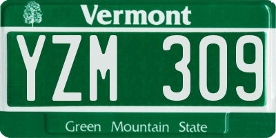 VT license plate YZM309