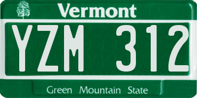 VT license plate YZM312