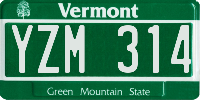 VT license plate YZM314