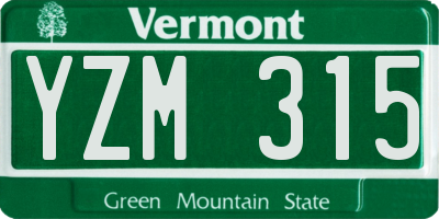 VT license plate YZM315
