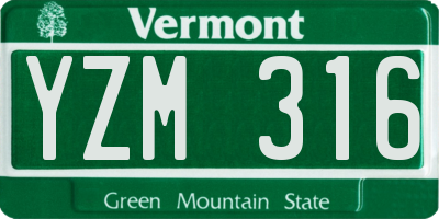 VT license plate YZM316