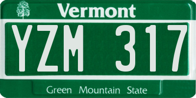 VT license plate YZM317