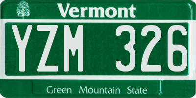 VT license plate YZM326