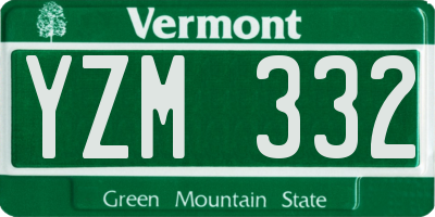 VT license plate YZM332