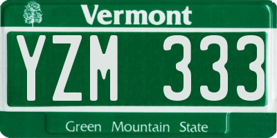 VT license plate YZM333