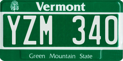 VT license plate YZM340