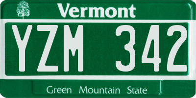 VT license plate YZM342