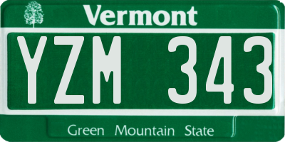 VT license plate YZM343