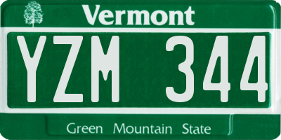 VT license plate YZM344