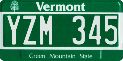 VT license plate YZM345