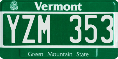 VT license plate YZM353