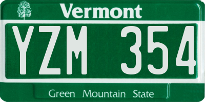 VT license plate YZM354