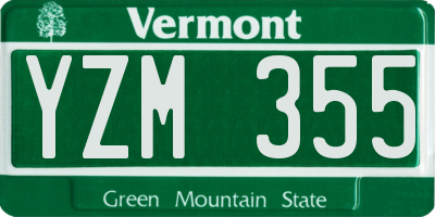 VT license plate YZM355