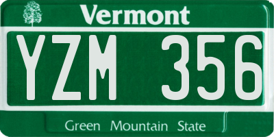 VT license plate YZM356