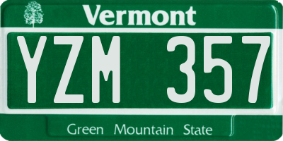 VT license plate YZM357